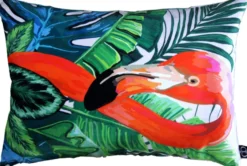 Casa Padrino Wohnzimmer Kissen New Orleans Flamingo Mehrfarbig 35 x 55 cm - Feinster Samtstoff - Luxus Deko Accessoires