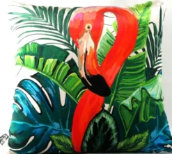 Casa Padrino Wohnzimmer Kissen New Orleans Flamingo Mehrfarbig 45 x 45 cm - Feinster Samtstoff - Luxus Deko Accessoires