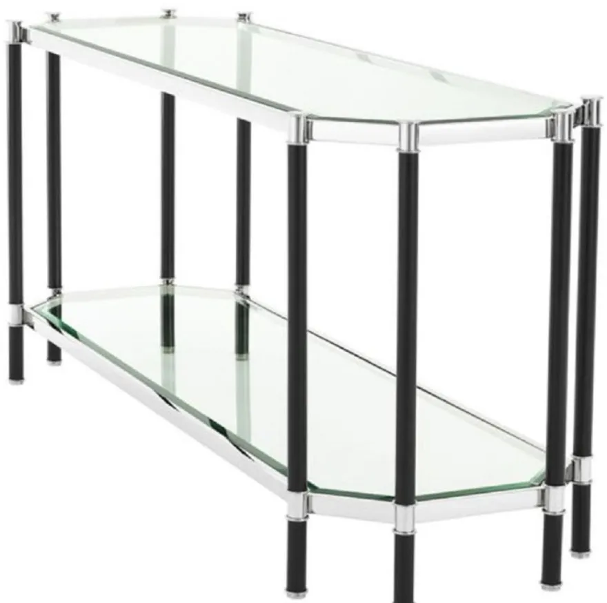 Casa Padrino Wohnzimmer Konsolentisch Silber / Schwarz 169 x 53,5 x H. 75,5 cm - Luxus Konsole