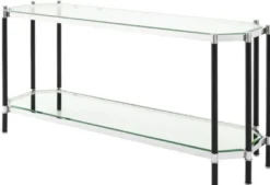Casa Padrino Wohnzimmer Konsolentisch Silber / Schwarz 169 x 53,5 x H. 75,5 cm - Luxus Konsole
