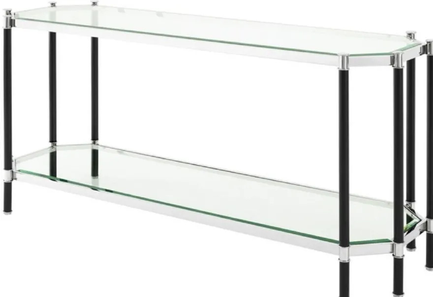 Casa Padrino Wohnzimmer Konsolentisch Silber / Schwarz 169 x 53,5 x H. 75,5 cm - Luxus Konsole