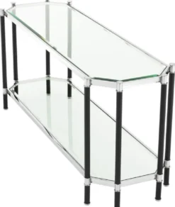 Casa Padrino Wohnzimmer Konsolentisch Silber / Schwarz 169 x 53,5 x H. 75,5 cm - Luxus Konsole