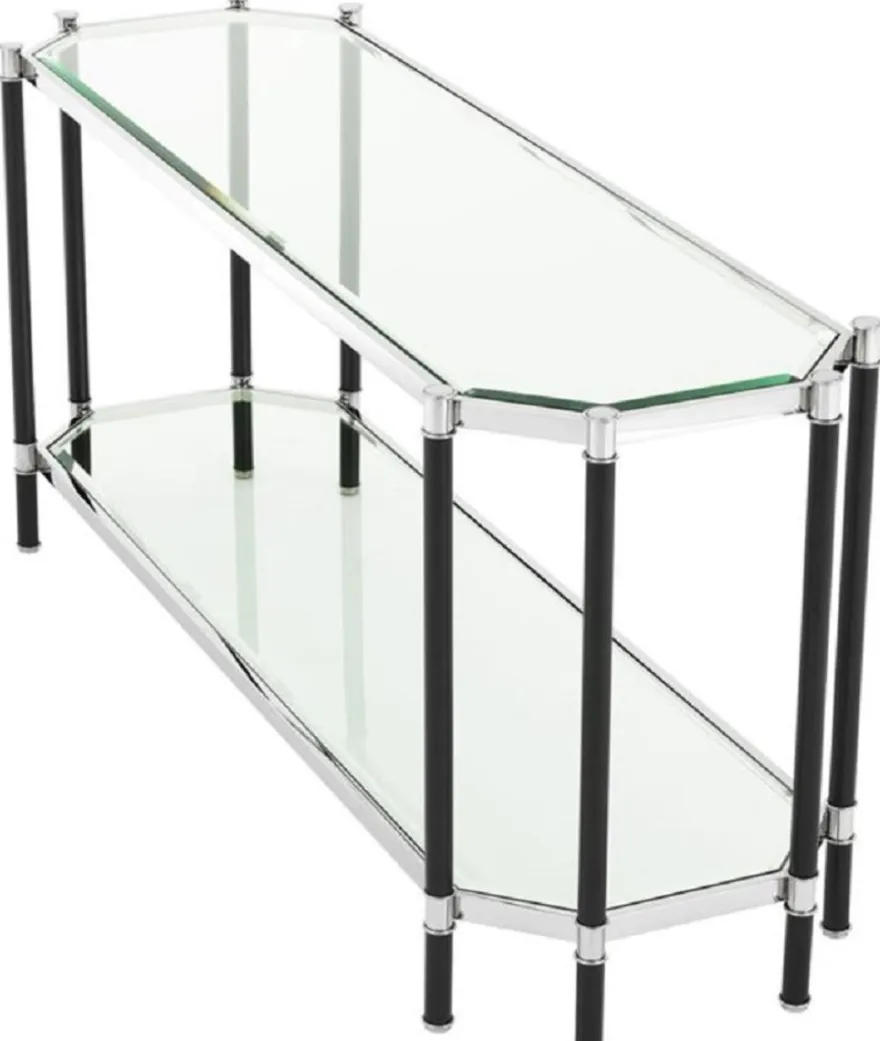 Casa Padrino Wohnzimmer Konsolentisch Silber / Schwarz 169 x 53,5 x H. 75,5 cm - Luxus Konsole