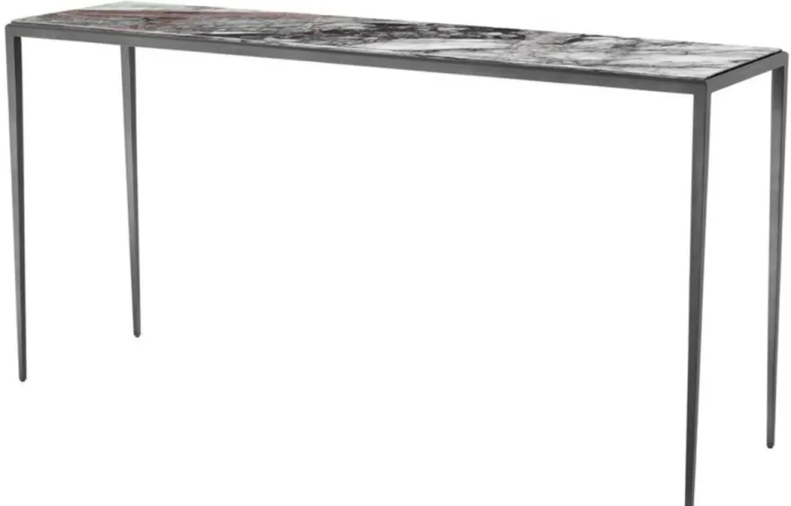 Casa Padrino Wohnzimmer Konsole in bronze mit weißer Marmorplatte 152 x 40 x H. 76 cm - Luxus Möbel