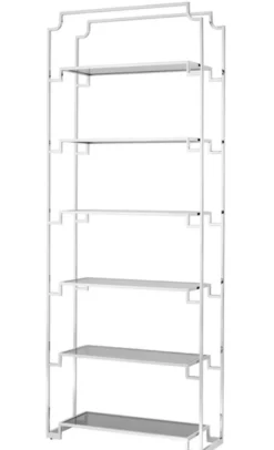 Casa Padrino Wohnzimmer Regalschrank Silber 90 x 32 x H. 230 cm - Luxus Möbel