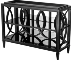 Casa Padrino Wohnzimmerschrank Schwarz 124 x 46 x H. 90 cm - Luxus Regalschrank