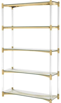 Casa Padrino Wohnzimmerschrank / Regalschrank Gold 117 x 41 x H. 200 cm - Luxus Möbel