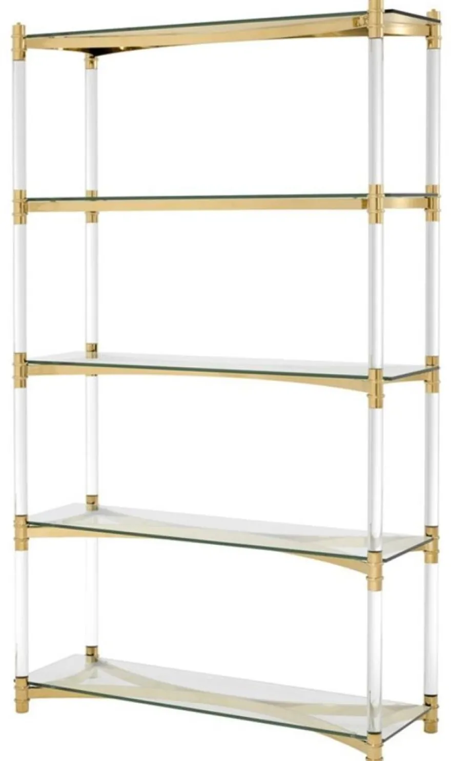 Casa Padrino Wohnzimmerschrank / Regalschrank Gold 117 x 41 x H. 200 cm - Luxus Möbel