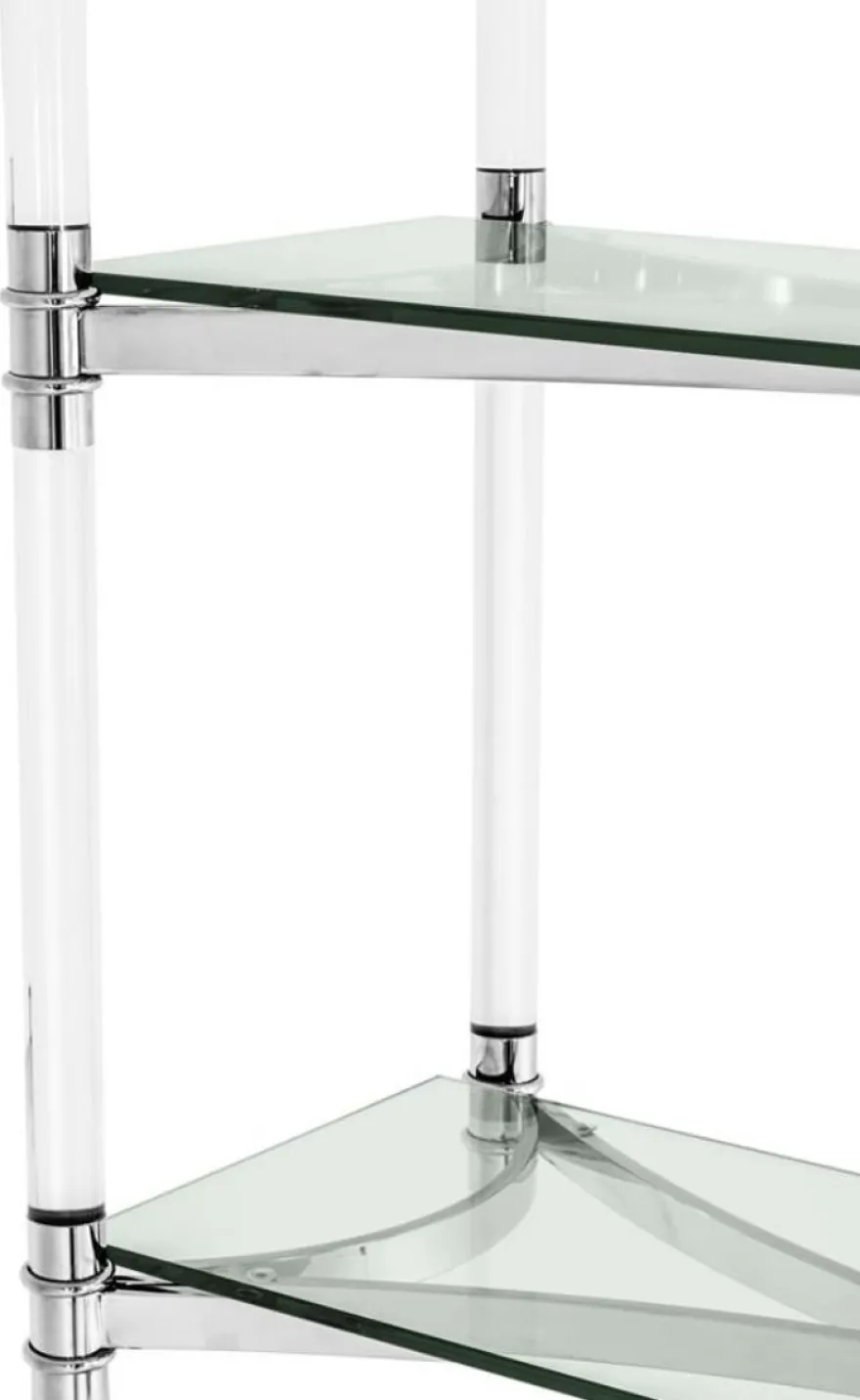 Casa Padrino Wohnzimmerschrank / Regalschrank Silber 117 x 41 x H. 200 cm - Luxus Möbel