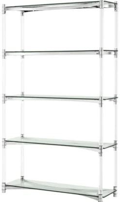 Casa Padrino Wohnzimmerschrank / Regalschrank Silber 117 x 41 x H. 200 cm - Luxus Möbel