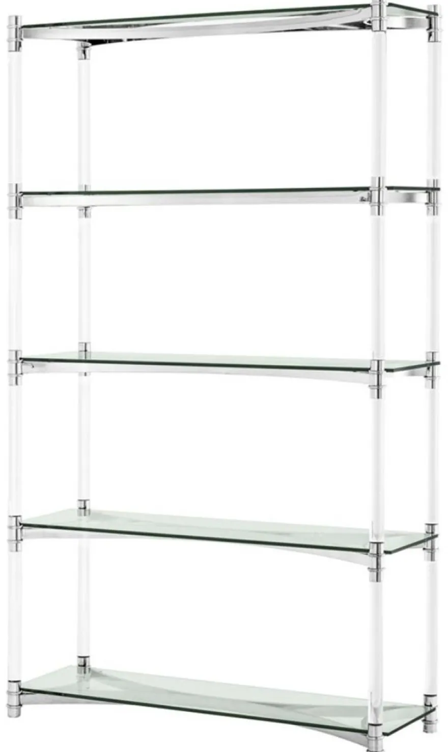 Casa Padrino Wohnzimmerschrank / Regalschrank Silber 117 x 41 x H. 200 cm - Luxus Möbel