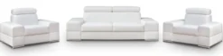 Casa Padrino Wohnzimmer Sessel Weiß / Silber 114 x 97 x H. 78-95 cm - Moderner Sessel mit verstellbarer Kopfstütze - Moderne Wohnzimmer Möbel