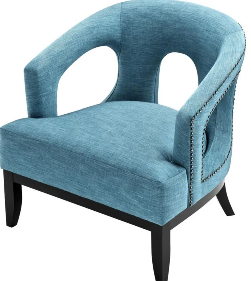 Casa Padrino Wohnzimmer Sessel Türkis / Schwarz 80 x 76 x H. 79 cm - Luxus Wohnzimmermöbel