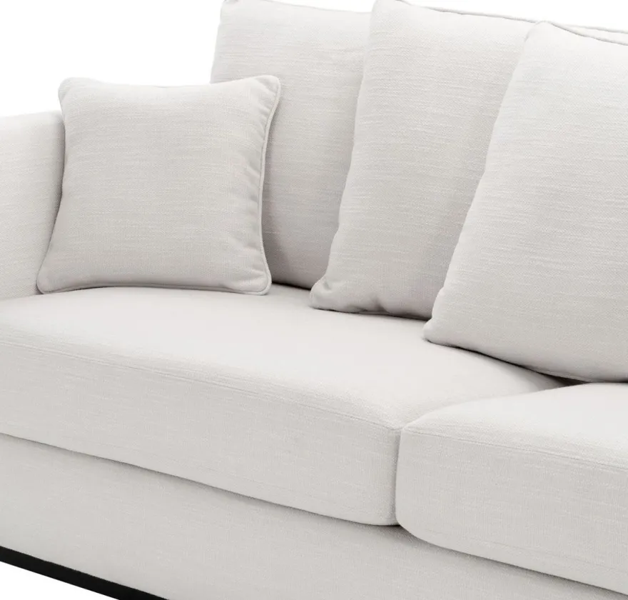 Casa Padrino Wohnzimmer Sofa mit 7 Kissen Weiß / Schwarz 255 x 100 x H. 90 cm - Luxus Couch - Wohnzimmer Möbel