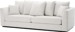 Casa Padrino Wohnzimmer Sofa mit 7 Kissen Weiß / Schwarz 255 x 100 x H. 90 cm - Luxus Couch - Wohnzimmer Möbel