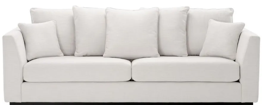 Casa Padrino Wohnzimmer Sofa mit 7 Kissen Weiß / Schwarz 255 x 100 x H. 90 cm - Luxus Couch - Wohnzimmer Möbel
