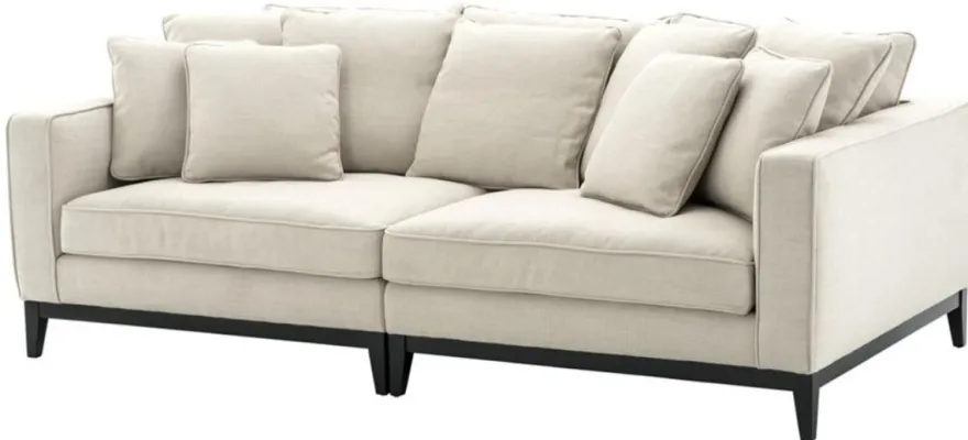 Casa Padrino Wohnzimmer Sofa Naturfarbig 248 x 127 x H. 94 cm - Luxus Wohnzimmermöbel