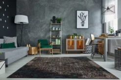 Casa Padrino Wohnzimmer Teppich Vintage Blau / Mehrfarbig 160 x 240 cm - Rechteckiger Baumwoll Teppich - Wohnzimmer Deko Accessoires