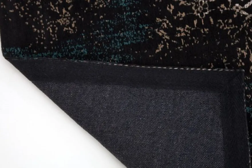 Casa Padrino Wohnzimmer Teppich Vintage Blau / Mehrfarbig 160 x 240 cm - Rechteckiger Baumwoll Teppich - Wohnzimmer Deko Accessoires