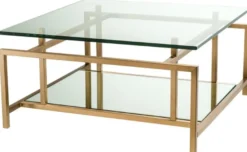 Casa Padrino Wohnzimmertisch Messing 70 x 70 x H. 35 cm - Luxus Couchtisch