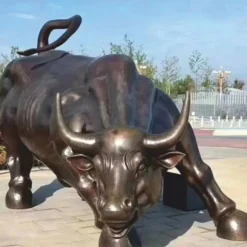 Casa Padrino XXL Bronze Deko Skulptur Stier 240 cm - Lebensgroße Garten Figur