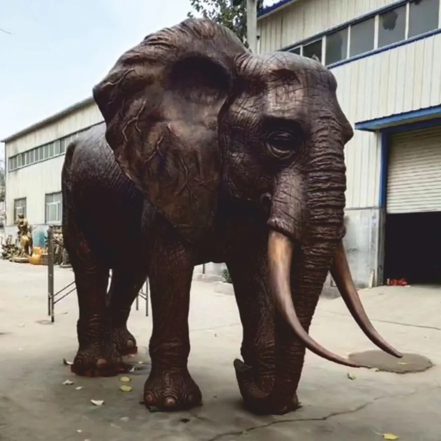 Casa Padrino XXL Bronze Deko Skulptur Elefant H. 200 cm - Lebensgroße Garten Figur