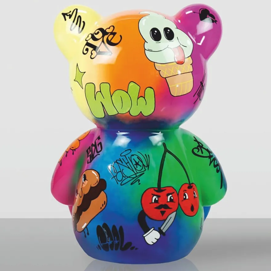 Casa Padrino XXL Deko Figur Teddybär Bunt H. 120 cm - Handbemalt