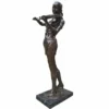 Casa Padrino XXL Deko Messing Skulptur Frau mit Geige Bronze / Schwarz H. 180 cm