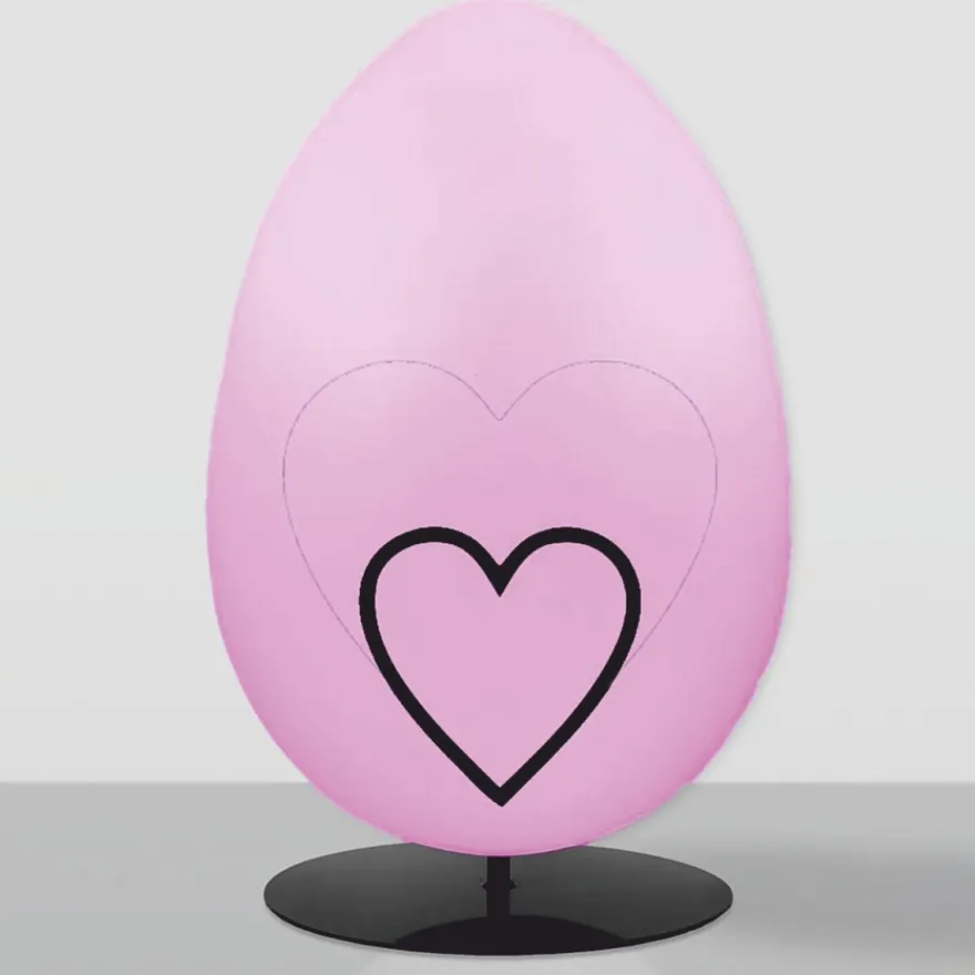 Casa Padrino XXL Deko Osterei mit Ständer Rosa / Schwarz H. 160 cm - Oster Dekoaration