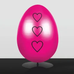 Casa Padrino XXL Deko Osterei mit Ständer Pink / Schwarz H. 75 cm - Oster Dekoaration