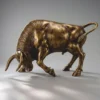 Casa Padrino XXL Deko Skulptur Stier Antik Gold 205 cm - Garten Deko Figur - Große Deko Figur - Lebengroße Garten Skulptur