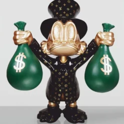 Casa Padrino XXL Deko Skulptur Ente Schwarz / Gold / Grün H. 170 cm - Große Deko Figur
