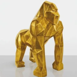 Casa Padrino XXL Deko Skulptur Gorilla Affe Antik Gold H. 128 cm - Deko Figur