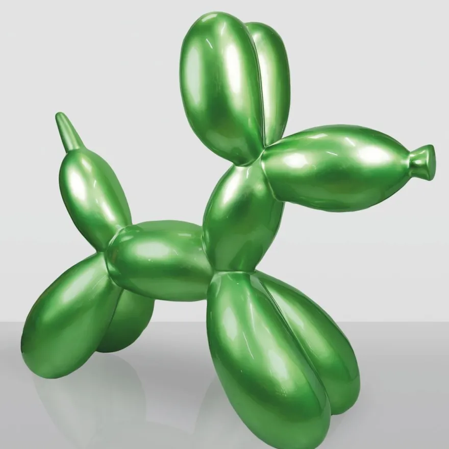 Casa Padrino XXL Deko Skulptur Ballon Hund Grün Metallic 210 cm - Riesige Garten Figur