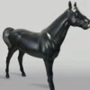 Casa Padrino XXL Deko Skulptur Pferd Schwarz 245 cm - Lebensgroße Garten Figur
