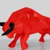 Casa Padrino XXL Deko Skulptur Stier Rot / Schwarz 220 cm - Lebensgroße Abstrakte Garten Deko Figur