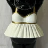 Casa Padrino XXL Deko Skulptur Nilpferd Ballerina Schwarz / Weiß / Gold H. 98 cm