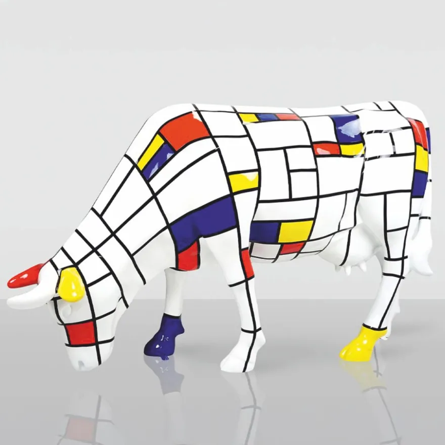 Casa Padrino XXL Deko Skulptur Kuh Weiß / Bunt 220 cm - Lebensgroße Garten Figur