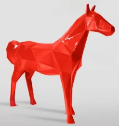 Casa Padrino XXL Deko Skulptur Pferd Rot 220 x H. 190 cm