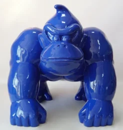 Casa Padrino XXL Deko Skulptur Gorilla Affe Blau H. 104 cm - XXL Deko Figur