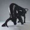 Casa Padrino XXL Deko Skulptur Stier Schwarz 205 cm - Garten Deko Figur - Große Deko Figur - Lebengroße Garten Skulptur