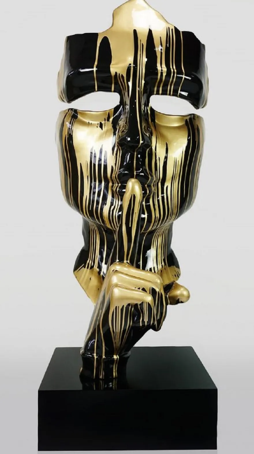 Casa Padrino XXL Deko Skulptur Schwarz / Gold H. 190 cm