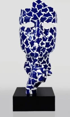 Casa Padrino XXL Deko Skulptur Blau / Weiß / Schwarz H. 190 cm