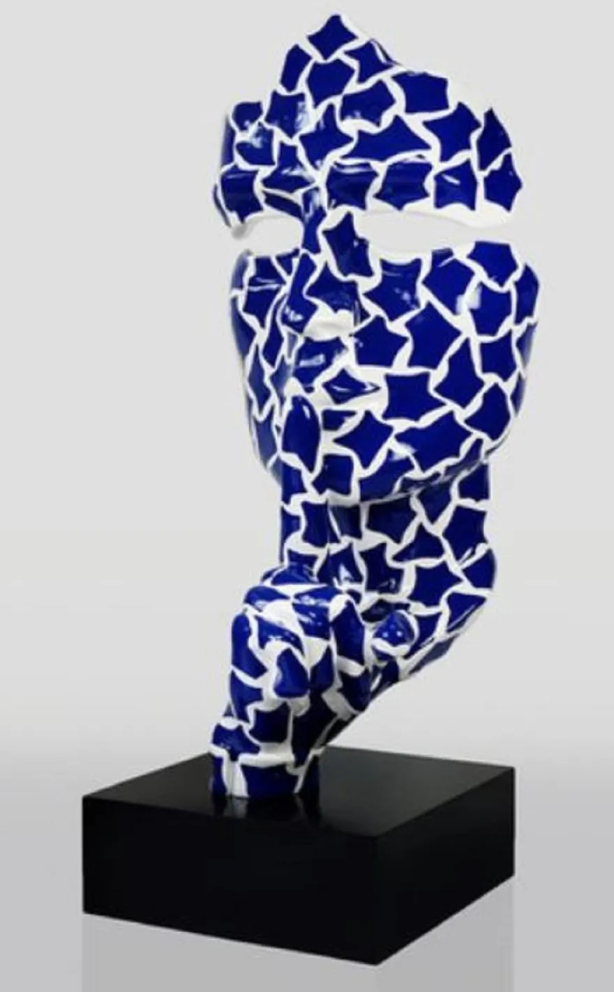 Casa Padrino XXL Deko Skulptur Blau / Weiß / Schwarz H. 190 cm