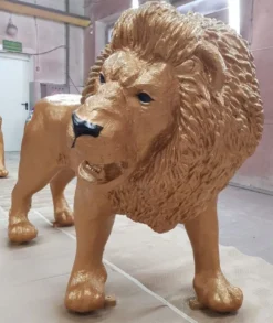 Casa Padrino XXL Deko Skulptur Löwe Gold / Schwarz 210 cm