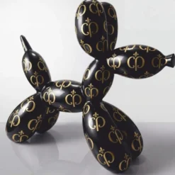 Casa Padrino XXL Deko Skulptur Ballon Hund Schwarz / Gold 210 cm - Riesige Garten Figur CPB