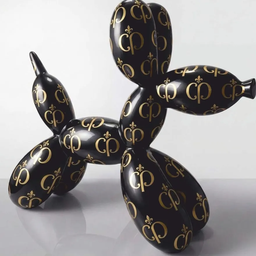 Casa Padrino XXL Deko Skulptur Ballon Hund Schwarz / Gold 210 cm - Riesige Garten Figur CPB