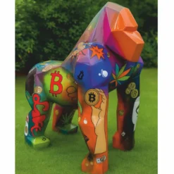 Casa Padrino XXL Deko Skulptur Gorilla Affe Bunt H. 131 cm - Garten Figur