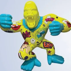 Casa Padrino XXL Deko Skulptur Gorilla Affe Gelb / Bunt 202 x 102 x H. 180 cm
