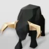 Casa Padrino XXL Deko Skulptur Stier Schwarz / Gold 220 cm - Lebensgroße Abstrakte Garten Deko Figur